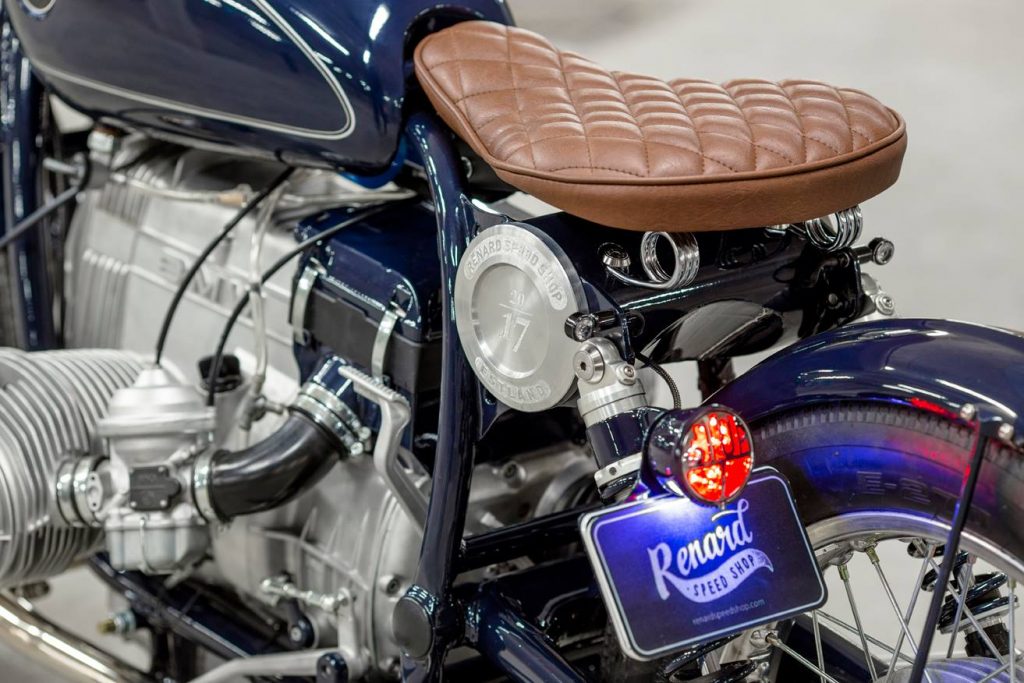 brown leather seat custom motorcycle