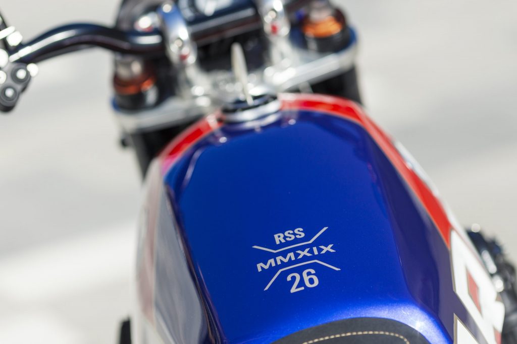 blue motorcycle gas tank