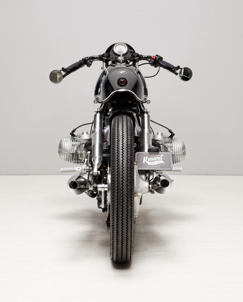custom motorcycle rear view